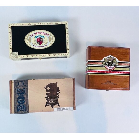 Wooden Cigar Boxes  lot of 3 La Imperiosa Ashton Cabinet & Drew Estate Decor - Picture 1 of 15